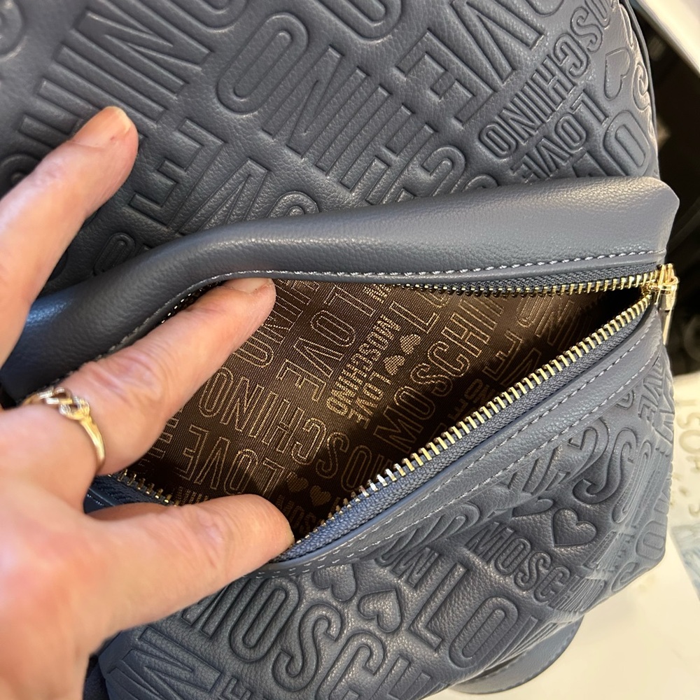LOVE Moschino Blue Embossed Backpack - Picture 7 of 13